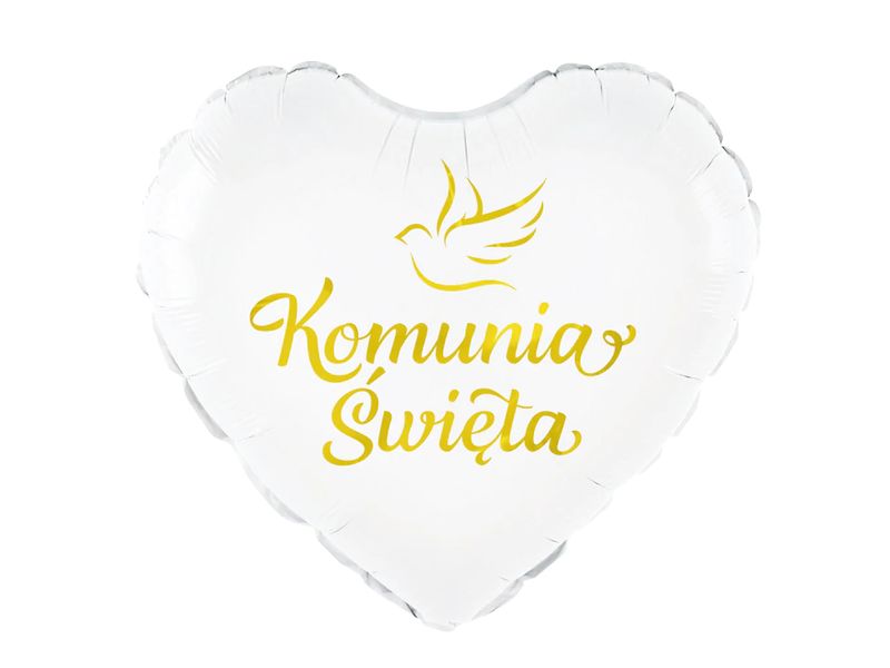 Balon foliowy z helem, Komunia Święta - Gołąbek, 45 cm (18 cali)
