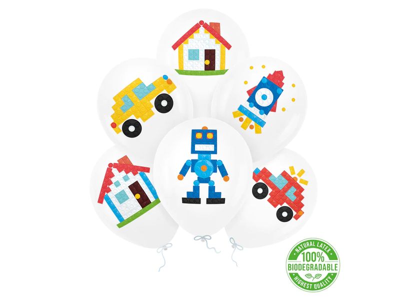 Zestaw balonów z helem, Klocki - Block Party, 6 szt.