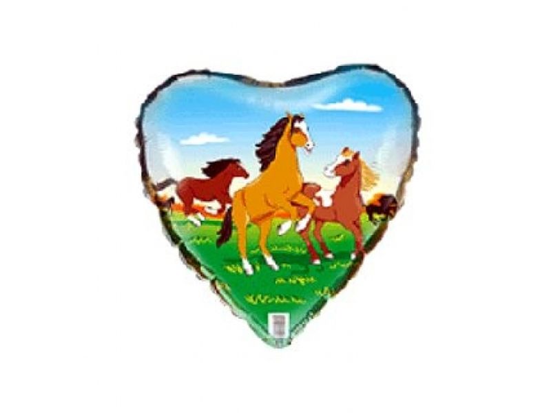 Balon foliowy z helem „Konie”, 45 cm (18 cali)