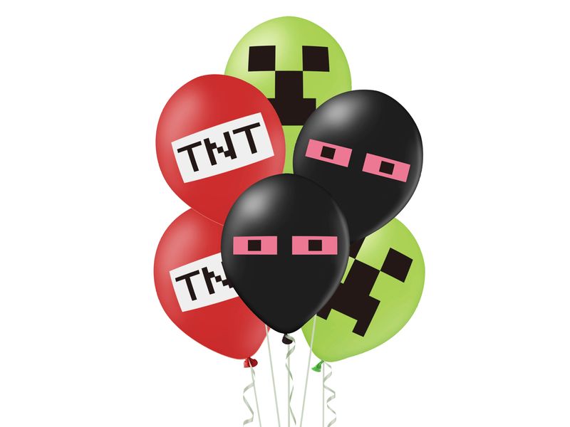 Zestaw balonów z helem "Minecraft - TNT" mix kolor, 12 cali, 12 szt.