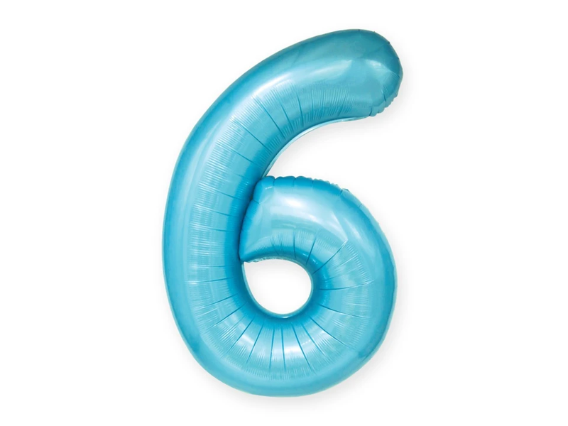 Balon foliowy z helem "cyfra 6", niebieska, 100 cm