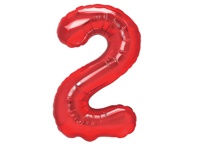 Balon foliowy z helem "cyfra 2", czerwona, 100 cm