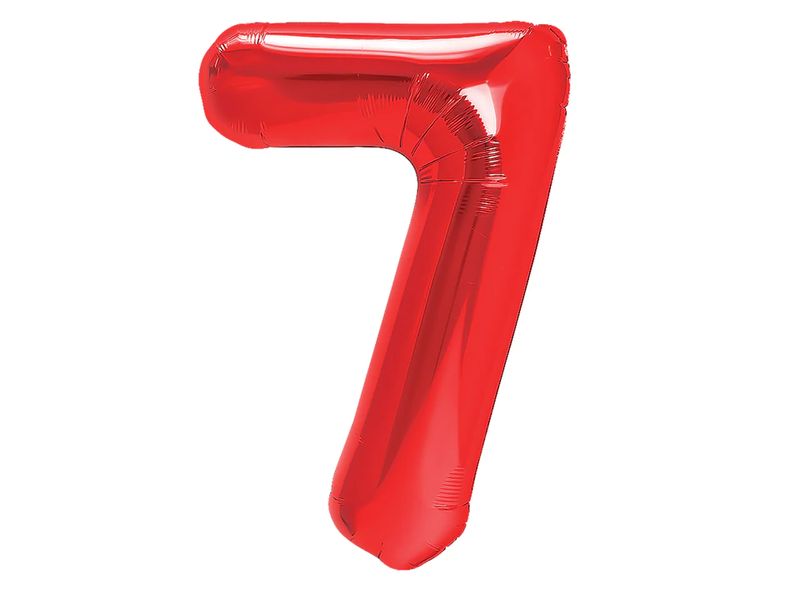 Balon foliowy z helem "cyfra 7", czerwona, 100 cm