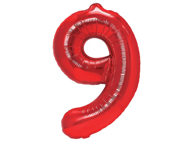 Balon foliowy z helem "cyfra 9", czerwona, 100 cm