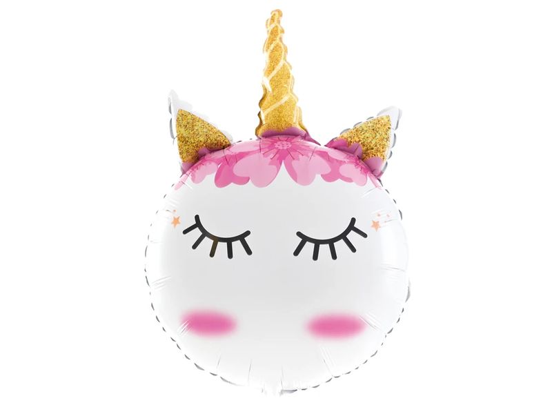 Balon foliowy z helem "Okrągły jednorożec", 88 cm x 57 cm