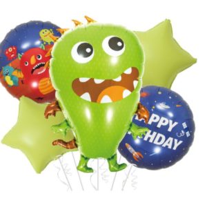 Zestaw balonów z helem, Potworek, zielony, 5 szt.