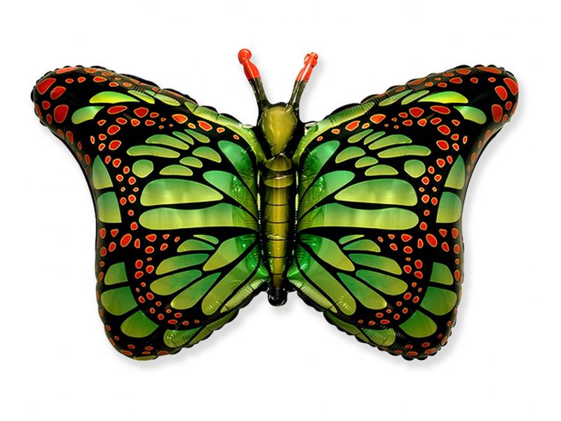 Balon foliowy z helem "Motyl Monarcha", zielony, 24 cale
