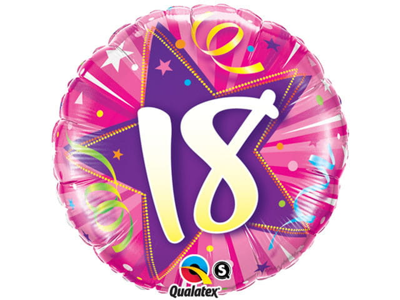 Balon foliowy z helem, „Różowa 18-stka”, 45 cm (18 cali)