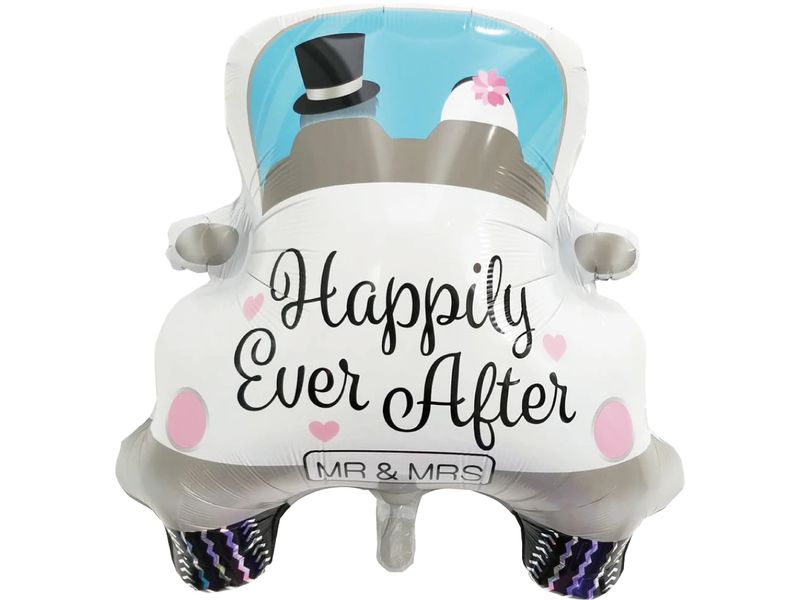 Balon foliowy z helem "Auto ślubne", 60 cm x 63 cm