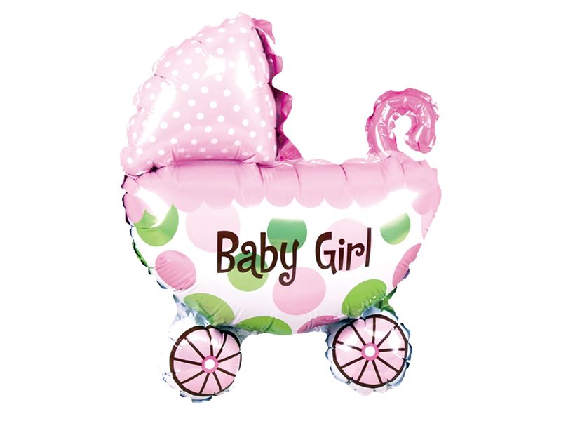 Balon foliowy z helem "Wózek dla dziewczynki", 80 cm x 67 cm