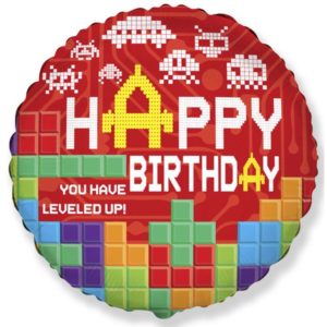 Balon foliowy z helem "Happy Birthday- BRICKS", 45 cm (18 cali)