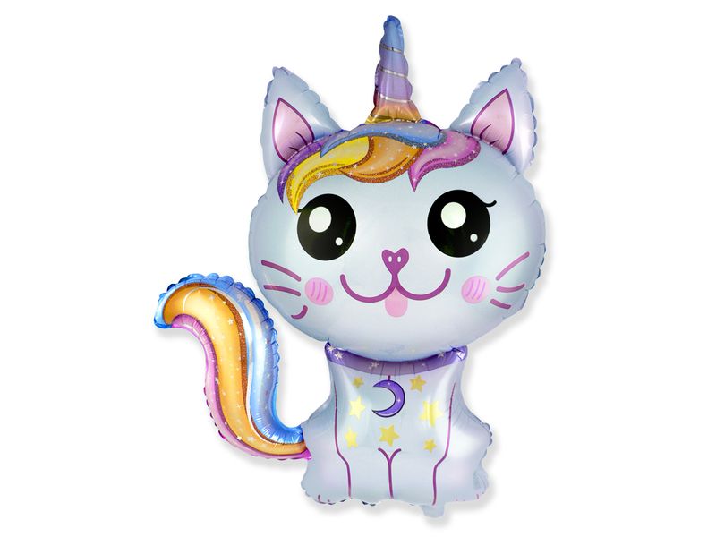 Balon foliowy z helem "Magiczny kot", niebieski, 24 cale