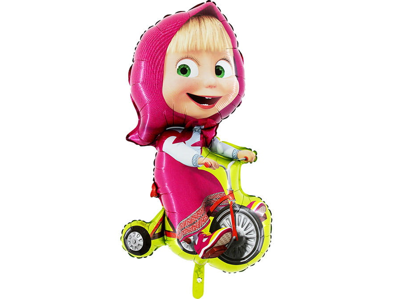 Balon foliowy z helem "Masza na rowerku", 24 cale