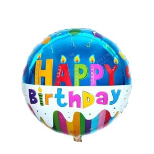 Balon foliowy z helem "Happy Birthday", świeczki, 45 cm (18 cali)