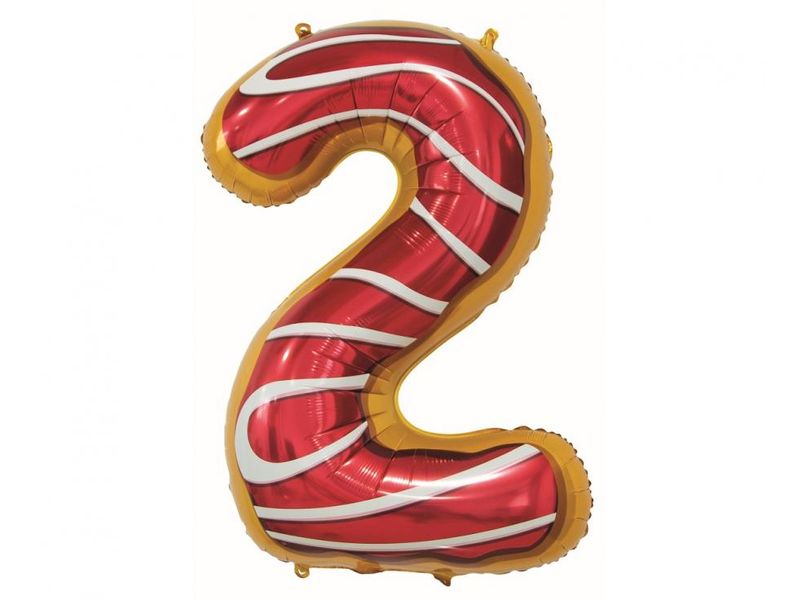 Balon foliowy z helem "cyfra 2", ciasteczko, 78 cm