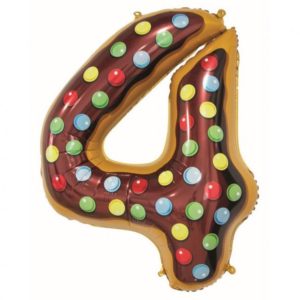 Balon foliowy z helem "cyfra 4", ciasteczko, 78 cm