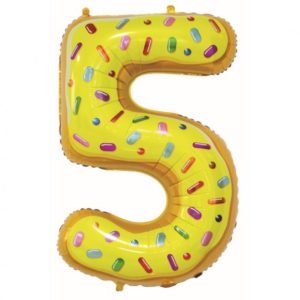 Balon foliowy z helem "cyfra 5", ciasteczko, 78 cm