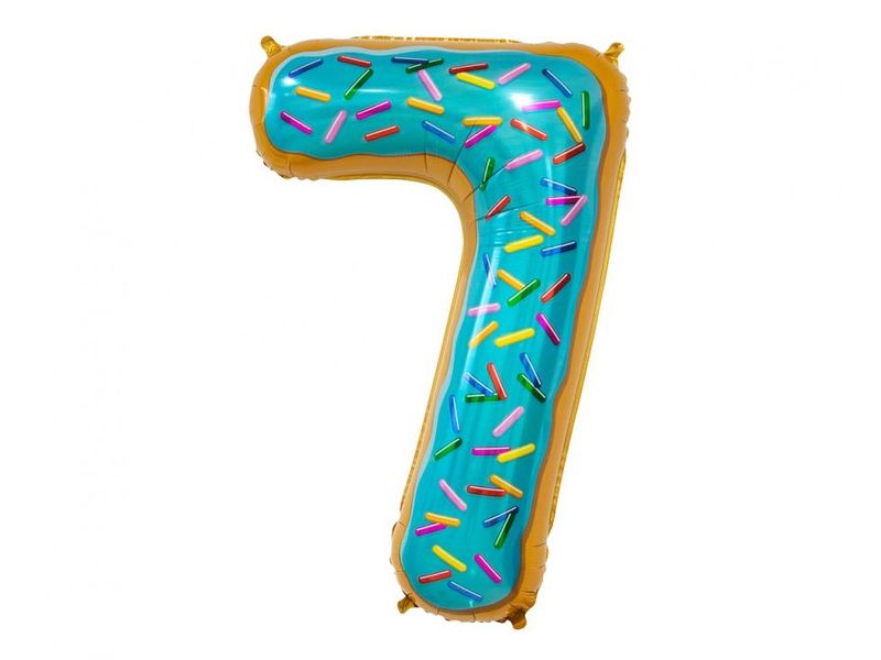 Balon foliowy z helem "cyfra 7", ciasteczko, 78 cm