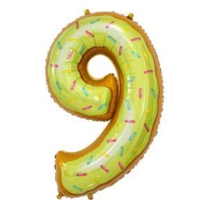 Balon foliowy z helem "cyfra 9", ciasteczko, 78 cm