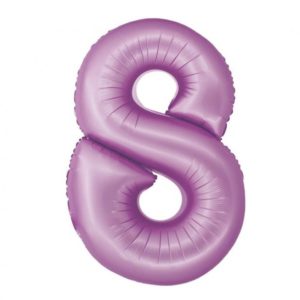Balon foliowy z helem "cyfra 8", lawendowa mat, 78 cm