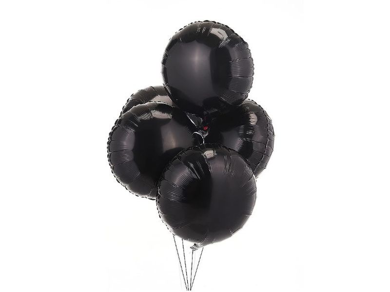 Balon foliowy z helem krążek, czarny, 45 cm (18 cali) - obrazek 2