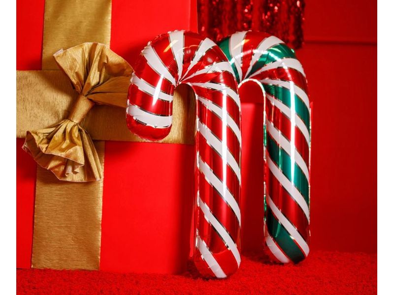 Balon foliowy z helem "Świąteczny lizak", biało czerwony, 24 cale - obrazek 2