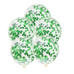 Zestaw balonów z helem, konfetti zielone, 26 cm (12 cali), 5 szt.