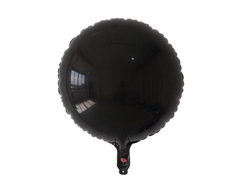 Balon foliowy z helem krążek, czarny, 45 cm (18 cali)
