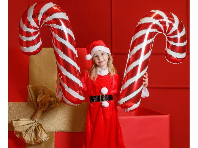 Balon foliowy z helem "Świąteczny lizak", biało czerwony, 24 cale - obrazek 3