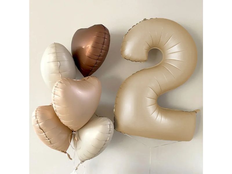 Balon foliowy z helem serce, beżowy, 45 cm (18 cali) - obrazek 2