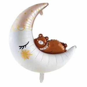 Balon foliowy z helem "Księżyc z misiem", 76 cm x 86 cm