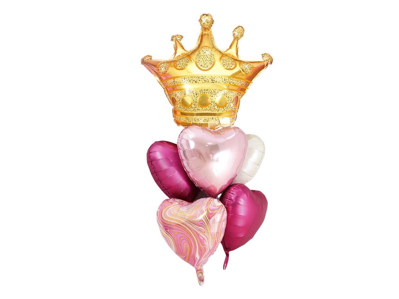 Zestaw balonów z helem, Korona, złoto różowy, 6 szt.