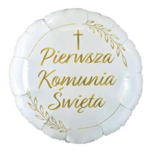 Balon foliowy z helem Komunia Święta - Kłosy, 45 cm (18 cali)