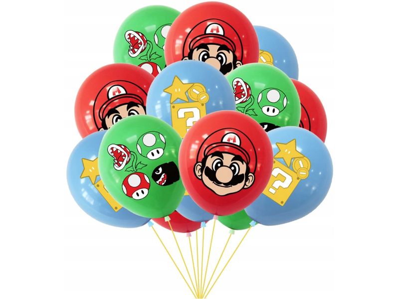 Zestaw balonów z helem "Mario Bros", 12 cali, 12 szt.