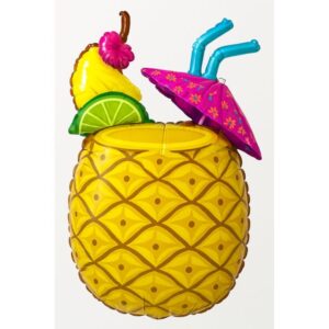 Balon foliowy z helem „Drink w ananasie z palmą", 53 cm x 84 cm