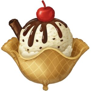 Balon foliowy z helem „Lody w waflowej miseczce", 56 cm x 63 cm