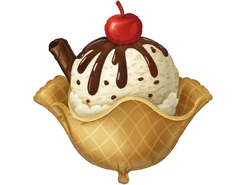 Balon foliowy z helem „Lody w waflowej miseczce", 56 cm x 63 cm